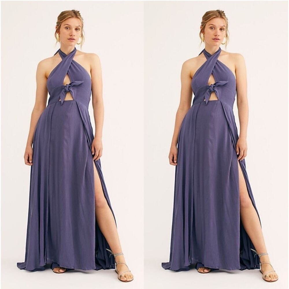 FREE PEOPLE Womens Twisted Front Halter Endless Summer Maxi Dress Size XS - Picture 7 of 9